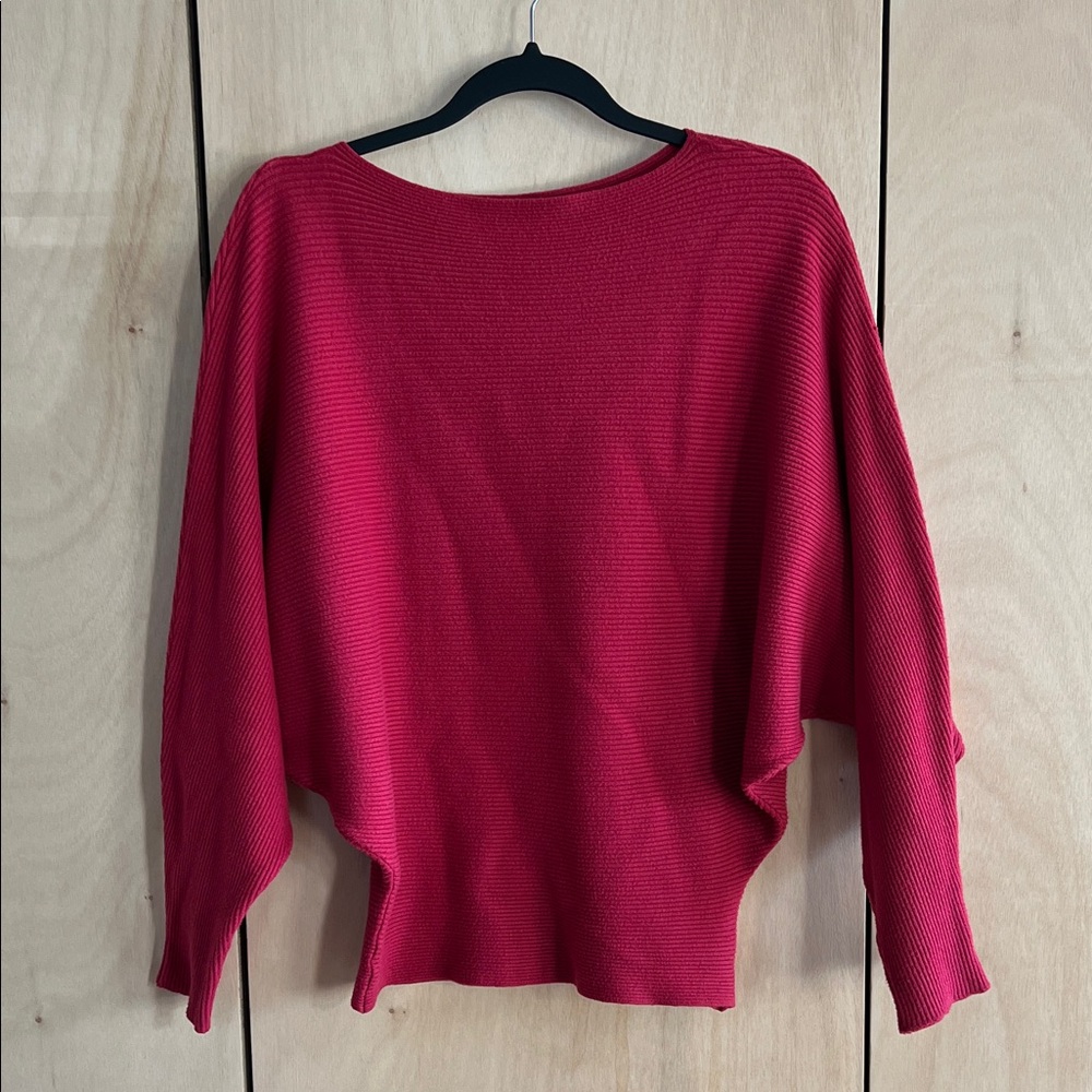 Women's Red Dolman Sleeve Knit Sweater